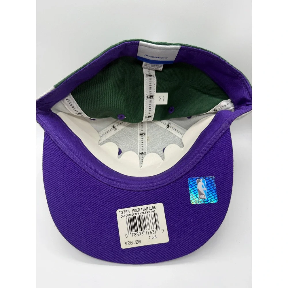 Reebok Milwaukee Bucks NBA Hat Mens 7 5/8 Green Purple Multi Team Fitted Cap